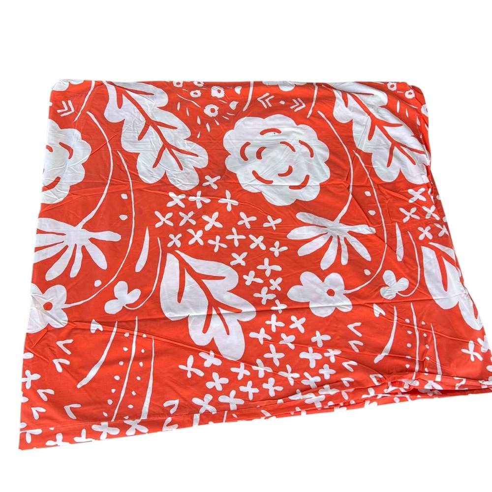 Marimekko Orange and White Floral Duvet Cover - Picture 2 of 12